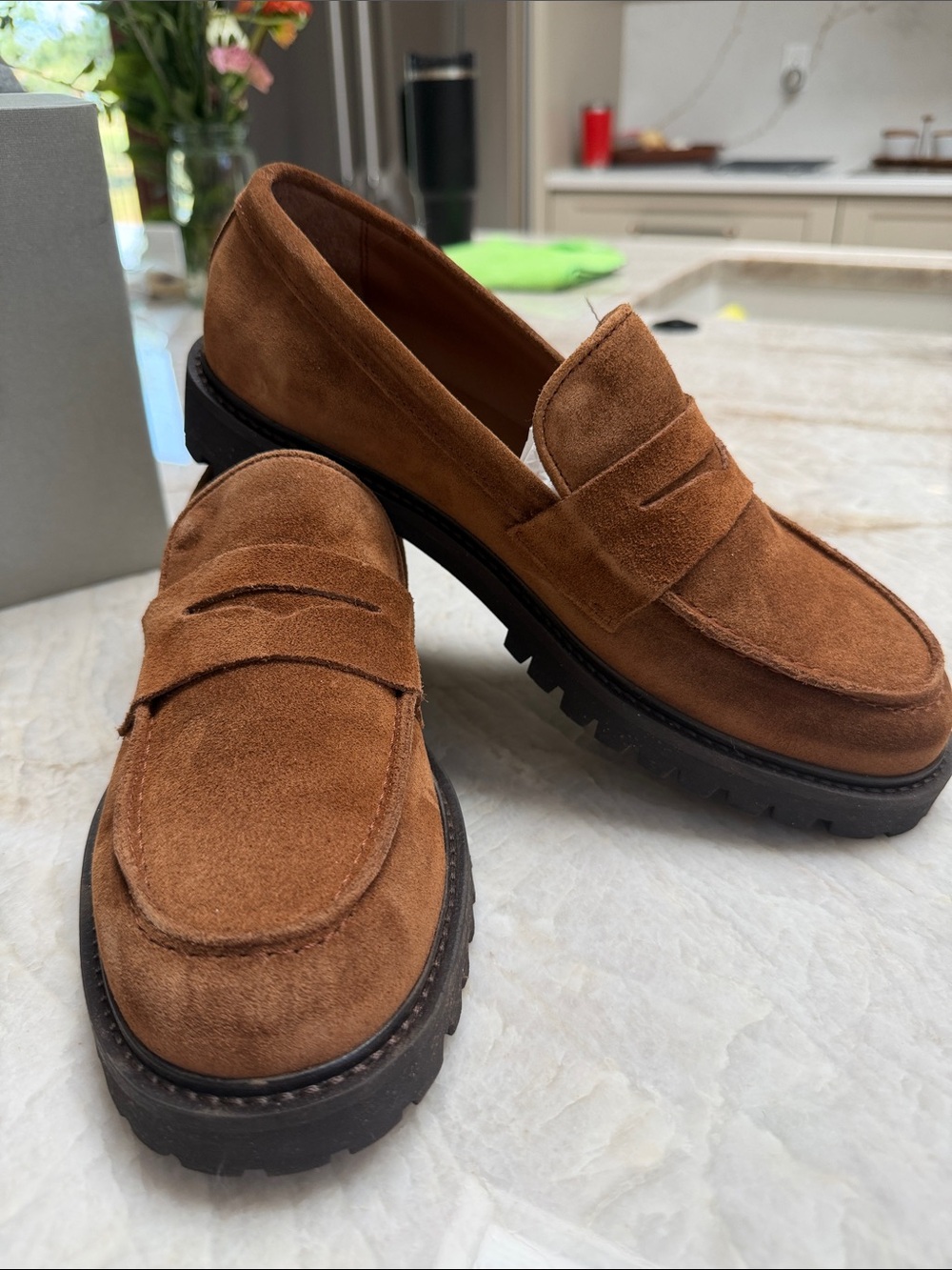 Women’s Suede Penny Loafers — Brown